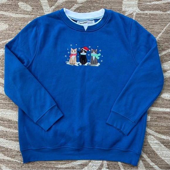 Vintage Speculation Petite Cat Sweatshirt Women’s Size Medium Holiday Cats - Picture 1 of 4